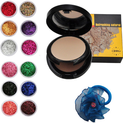 

Vozwa Colourful Sparkles Nail Fabulous Art Glitter Powder 12 Pcs, 2 in 1 Compact with Concealer and band(Set of 14)