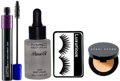 

luxurious Eyelashes & Prep+Prime Base Visage Primer Oil With Double Effect Lash Water Proof Mascara & Bobbi Brown Corrector Concealer(Set of 4)