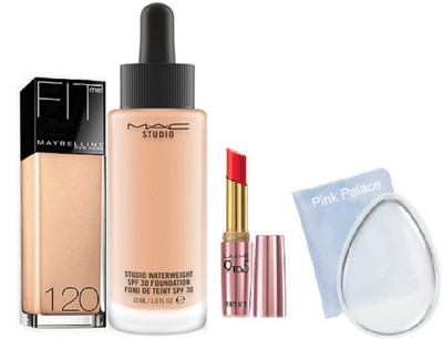 

pink palace Silicon Puff with Maybelline Fit Me, Mac Studio Waterweight Foundation, Lakme 9 TO 5 Lipstick(Set of 4)