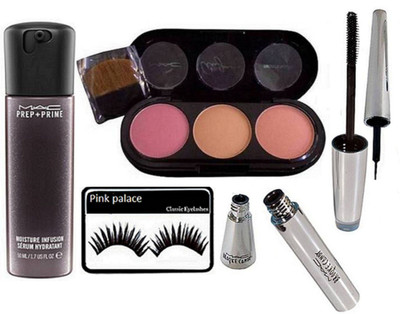 

pink palace Eyelashes, Mac prep+Prime Moisture Infusion Face Serum, Brooke Candy Eyeliner & Mascara, 3 Shade Blusher(Set of 5)
