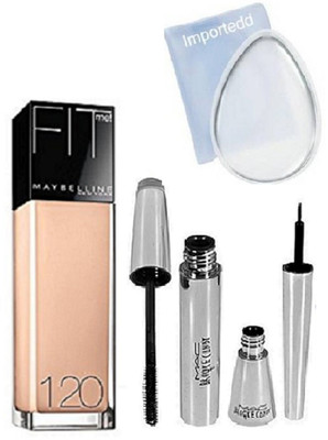 

importedd Silicon Puff, Maybelline Fitmet Foundation, Broke Candy Liner and Mascara(Set of 4)