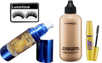 LUXURIOUS Eyelashes & Face&Body Foundation & Prep + Prime Primer & The Magnum Mascara(Set of 4)