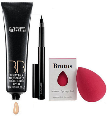 

BRUTUS Sponge Puff, Mac Pen Eyeliner, Prep + Prime BB Beauty Balm Cream Spf 35(Set of 3)