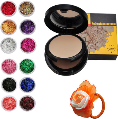 

Vozwa Colourful Sparkles Nail Fabulous Art Glitter Powder 12 Pcs, 2 in 1 Compact with Concealer and band(Set of 14)