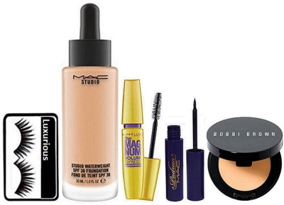 

luxurious Eyelashes & Studio Water weight Foundation & The Magnum Mascara & Concealer & Padma Eyeliner(Set of 5)