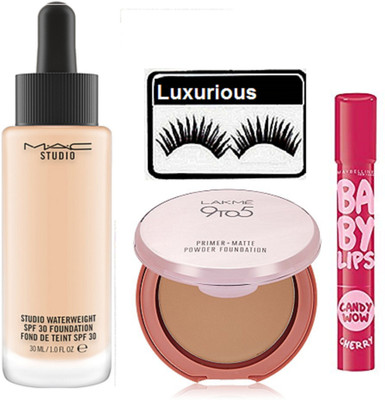 

luxurious Eyelashes & Studio water Weight Foundtion & Primer Matte Compact & Balm(Set of 4)