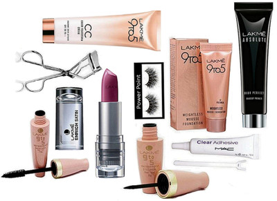 

power point eyelashes,lakme inrich lipstick,eyelashes curler,mousse foundation,eyelashes glue& eyeliner+mascara and cc color transform cream,absolute blur perfect primer(Set of 9)
