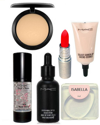 

ISABELLA silicon puff & Studio Fix Compact & Face Primer & select cover up concealer & hyper real foundation & lipstick(Set of 6)