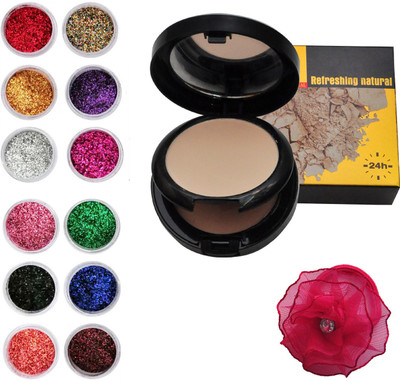 

Vozwa Colourful Sparkles Nail Fabulous Art Glitter Powder 12 Pcs, 2 in 1 Compact with Concealer and band(Set of 14)