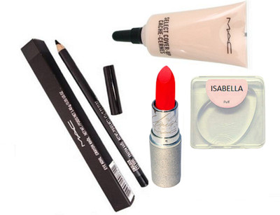 

ISABELLA silicon puff & select cover up concealer & mariah carey lipstick & pencil kajal(Set of 4)