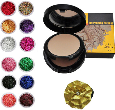 

Vozwa Colourful Sparkles Nail Fabulous Art Glitter Powder 12 Pcs, 2 in 1 Compact with Concealer and band(Set of 14)