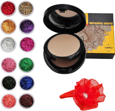 

Vozwa Colourful Sparkles Nail Fabulous Art Glitter Powder 12 Pcs, 2 in 1 Compact with Concealer and band(Set of 14)