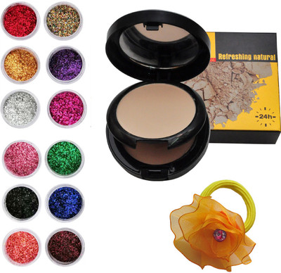 

Vozwa Colourful Sparkles Nail Fabulous Art Glitter Powder 12 Pcs, 2 in 1 Compact with Concealer and band(Set of 14)