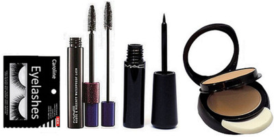 

caroline Eyelashes & Mac Haute Naughty Double Effect Mascara+Eyeliner & Compact(Set of 4)