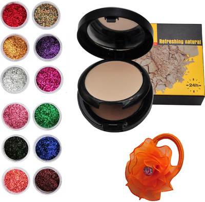 

Vozwa Colourful Sparkles Nail Fabulous Art Glitter Powder 12 Pcs, 2 in 1 Compact with Concealer and band(Set of 14)