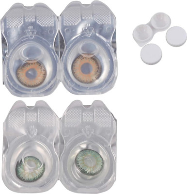 

teenager Teencon60 Yearly Contact Lens(0.00, Honey, Green, Pack of 2)