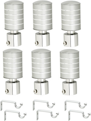 Siyara Silver Rod Rail Bracket Metal(Pack of 6)