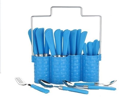 TOSHIRO Emperor Blue Cutlery Set / Spoon Set / Spoon Stand / 24 - Pieces Cutlery set Stainless Steel, Plastic Cutlery Set(Pack of 24)