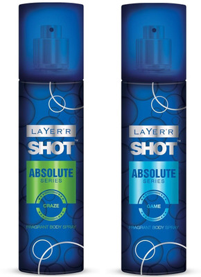 

Layer'r Shot Absolute Series Craze 1pc. & Game 1pc. Pack of 2 Fragrant Body Spray - For Men(270 ml, Pack of 2)