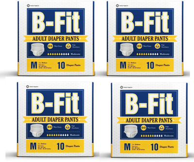 

B Fit Diapers Adult Pull Up Pants (Medium) 10 Pcs/Pack , Size- 24-36 Inches (Pack of 4) - M(40 Pieces)