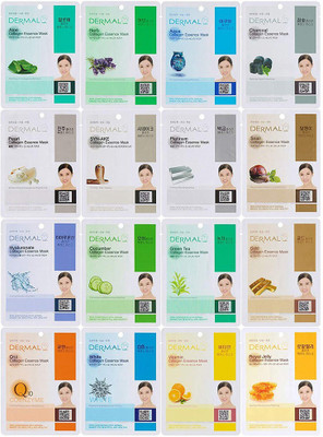 

DERMAL Collagen Essence Full Face Facial Mask Sheet, 16 Combo Pack A(300 g)