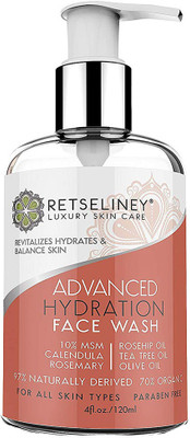 

Retseliney Hydration Face wash with Tea Tree Oil, 10% MSM, Calendula, Deep Cleanse Pores, Natural and Organic Treatment for Acne and Blemishes, Anti-Aging & Anti-Wrinkles Facial Cleanser Face Wash(120 ml)