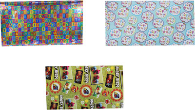 

AutoVHPR Pack of 3 Beautiful Designer Series 376 Gift Wrap Paper for Wrapping your Birthday Return and Corporate Gifts NA Plastic Gift Wrapper(Multicolor)