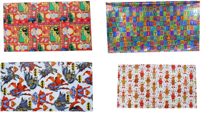 

AutoVHPR Pack of 4 Beautiful Designer Series 105 Gift Wrap Paper for Wrapping your Birthday Return and Corporate Gifts NA Plastic Gift Wrapper(Multicolor)