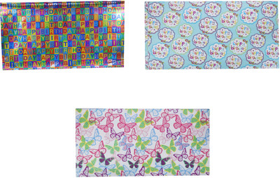 

AutoVHPR Pack of 3 Beautiful Designer Series 372 Gift Wrap Paper for Wrapping your Birthday Return and Corporate Gifts NA Plastic Gift Wrapper(Multicolor)