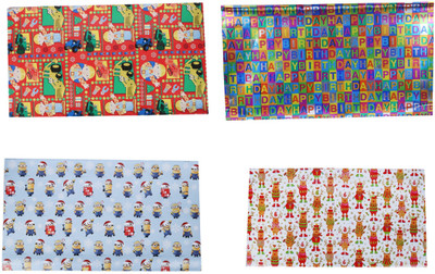 

AutoVHPR Pack of 4 Beautiful Designer Series 103 Gift Wrap Paper for Wrapping your Birthday Return and Corporate Gifts minion Plastic Gift Wrapper(Multicolor)