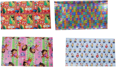 

AutoVHPR Pack of 4 Beautiful Designer Series 89 Gift Wrap Paper for Wrapping your Birthday Return and Corporate Gifts minion Plastic Gift Wrapper(Multicolor)