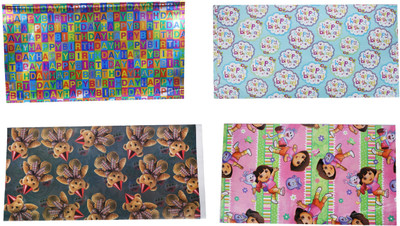 

AutoVHPR Pack of 4 Beautiful Designer Series 145 Gift Wrap Paper for Wrapping your Birthday Return and Corporate Gifts NA Plastic Gift Wrapper(Multicolor)