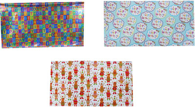 

AutoVHPR Pack of 3 Beautiful Designer Series 375 Gift Wrap Paper for Wrapping your Birthday Return and Corporate Gifts NA Plastic Gift Wrapper(Multicolor)