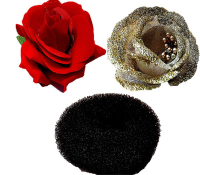 

Proplady Partywear Hair Styling Combo (Set of 3) Hair Donut Bun Maker Rose Clips Hair Brooch for Girls & Women|Wedding Hair|Latest Hair Bun, Hair Clip, Bun Clip, Hair Pin, Back Pin, Hair Accessory Set(Black, Black)