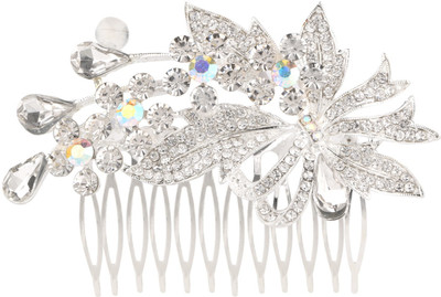 

Efulgenz Stylish Bridal Crystal Pearl Hair Clip Pin Coomb Jewellery Wedding Accessories Hair Pin(Silver)