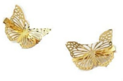 

TBOP HAIR PIN Small Mixed Batch of Korean Women Butterfly Left and Right Side Hairpin Side Clip Headdress (Set of 2 pcs) Hair Clip(Gold)