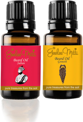 

Geeleemitti Beard Oil Growth & Sultan for Stimulating Growth & Beautiful Facial Hair, Beard and Moustache Combo Pack of 2 Hair Oil(20 ml)