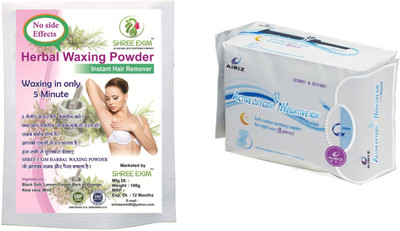 

SHREE EXIM HERBAL WAXING POWDER (100 g) WITH AIRIZ SANITARY NAPKIN Wax(100 g, Set of 2)