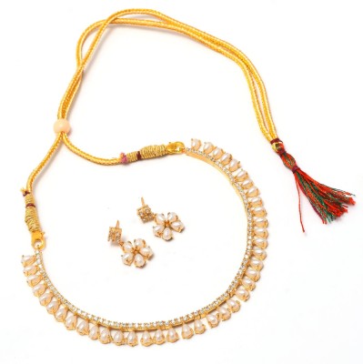 Jewar Mandi Brass Gold-plated White Jewellery Set(Pack of 1)