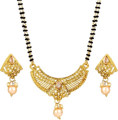 Fashion Frill Alloy Gold-plated White, Gold Jewellery Set(Pack of 1)