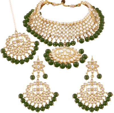 Karatcart Brass Gold-plated Green, White Jewellery Set(Pack of 1)