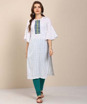biba-women-checkered-straight-kurtawhite