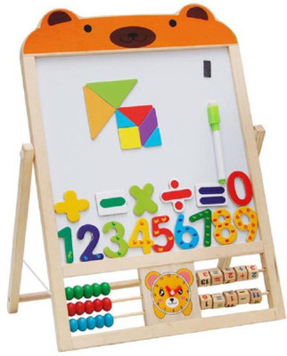 

Nabhya Double Sided Magnetic White & Black Wooden Board Tangram Letters & Numbers(Multicolor)