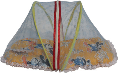

Homecute Polyester Infants Baby Foldable Mattress, Pillow with Embroidery Mosquito Net(Yellow)