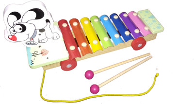 

Crafts India Wooden Xylophone For Kids Musical Pull Along Toy With 8 Notes Multi color Premium Big 12 inches(Multicolor)