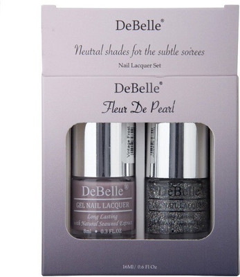 

DeBelle Nail Lacquer set Fleur De Pearl gift pack of 2 Vintage Frost , Shimmer Top Coat(Pack of 2)