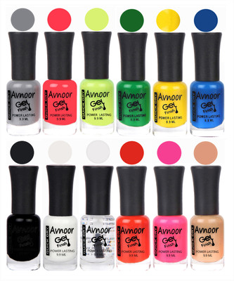 

Avnoor Trendy Color Gel Nail Polish Combo Set No 621 Multicolor(Pack of 12)