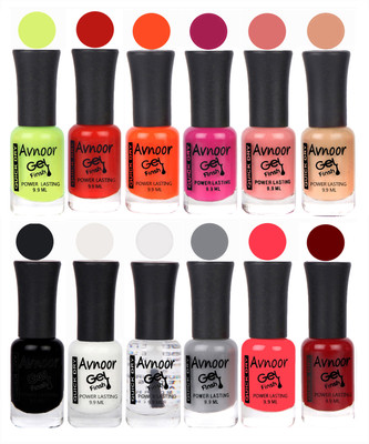 

Avnoor Trendy Color Gel Nail Polish Combo Set No 208 Multicolor(Pack of 12)
