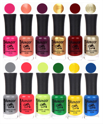 

Avnoor Trendy Color Gel Nail Polish Combo Set No 477 Multicolor(Pack of 12)