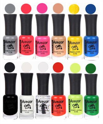 

Avnoor Trendy Color Gel Nail Polish Combo Set No 633 Multicolor(Pack of 12)